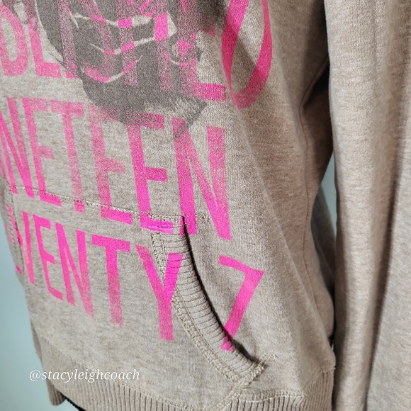 American Eagle Womens Sweatshirt Medium Light Brown Tan Hoodie - Picture 3 of 9